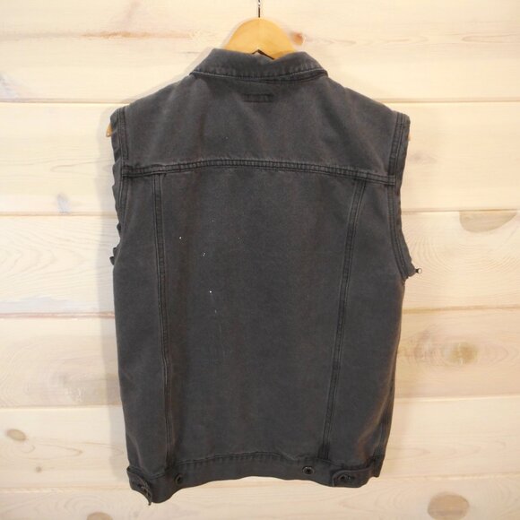 Hot Topic Denim Vest Faded Black Men's M Punk Grunge Goth [Missing Parts] - Picture 3 of 10